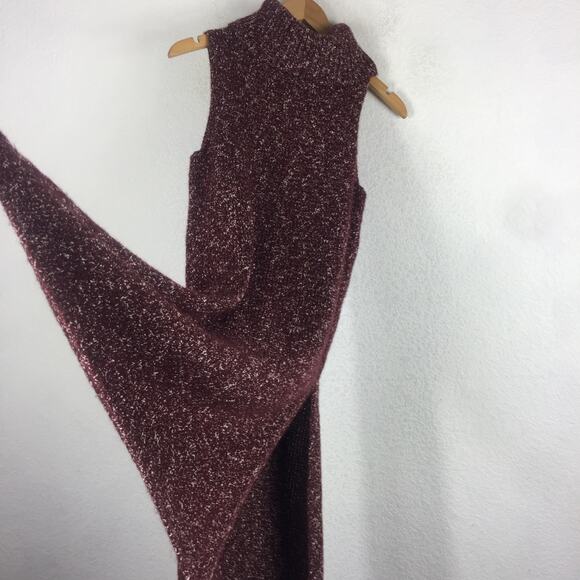 Anthropologie Flowy Maxi Tunic Sleeveless Turtleneck Tunic Sweater Wine Small - Picture 13 of 15